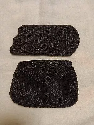 Black Beaded Small Purse/Coin Purse And Eyeglass Or Hanky Case/Holder • $9.99