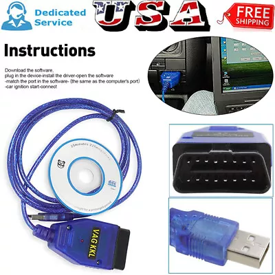 $12.19 • Buy For VAG-COM VCDS Scanner Tool OBD2 KKL CH340 409.1 VW Audi Test Line AUB Cable