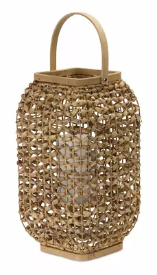 Lantern 21.5 H Wicker/Glass • $84.40