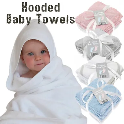 Baby Towels Hooded Bath Wrap Baby Shower Gifts 100% Cotton Pack Of 2 Boys Girls • £8.99