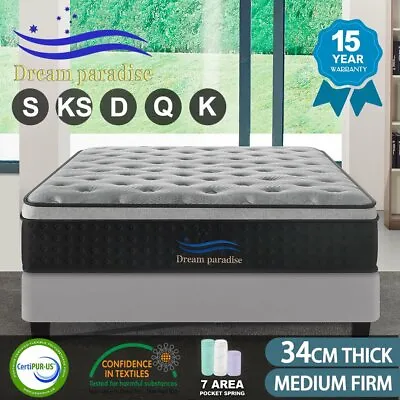 $309 • Buy QUEEN DOUBLE KING SINGLE Mattress Bed Euro Top Spring Foam Medium Firm 34cm