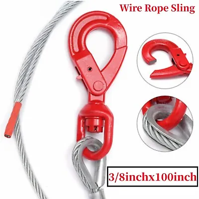 Winch Cable 3/8 X100  Steel Core Rope Self Locking Swivel Hook Tow Truck Wrecker • $49.40