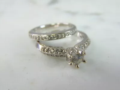 Womens Vintage Estate 14K White Gold Diamond Ring Set 6.4g E3363 • $1635.26