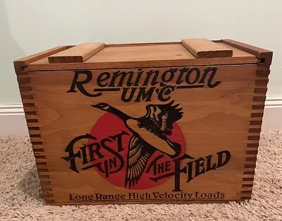 Remington 12GA Wooden Shotgun Shell Ammo Box Crate FIRST IN THE FIELD Vintage • $89.99