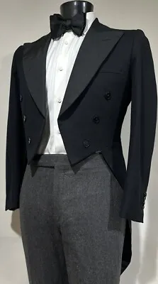 Bespoke Savile Row JC Wells Wool Black Peak Lapel Tux Tuxedo Tailcoat Men’s 38 R • $699.99