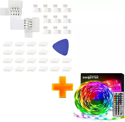 Led Strip Connector Kit For 5050 10Mm 4Pin L Shape 4-Pin LED Connectors 10-Pack • $44.99