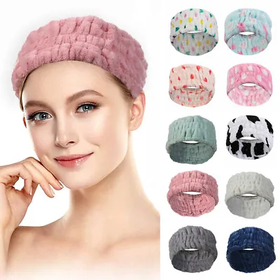 Soft Fleece Headband Elastic Makeup Cosmetic Facial Shower Spa Hair Band • £2.63