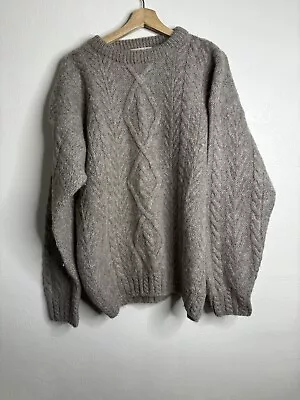 Fisherman Out Of Ireland Wool Cable Knit Pullover Sweater Men’s Size Large Gray • $24.99