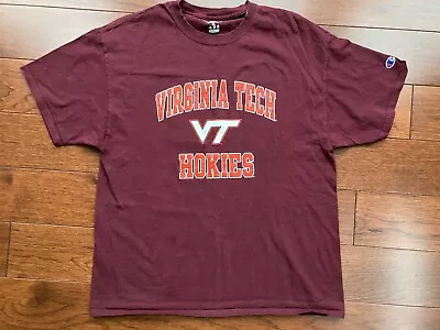 Virginia Tech VT Hokies Purple Burgundy Orange T Shirt Short Sleeve Cotton Sz XL • $12