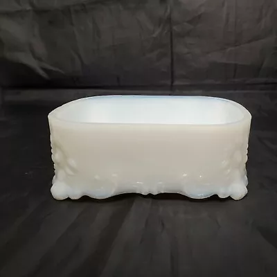 VICTORIAN PATTERN MILK GLASS DRESSER TRINKET BOX WITHOUT LID 6 X 4½  Rough Rim • $14.99