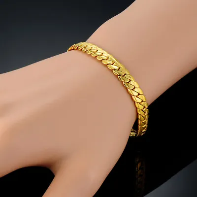 *UK* 5mm Gold Plated 20cm Snake Chain Link Unisex Bracelet  • £4.90