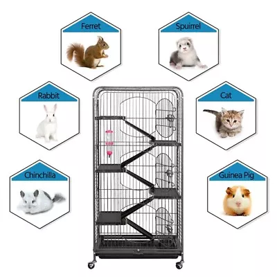 130cm Rat Cage Ferret Cage For Small Pet Animal W/ Rolling Stand & Bowl  • £73.99