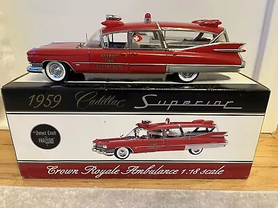 Precision 1/18 Scale 1959 Cadillac Superior Ambulance Crown Royal Sunset Coach • $189.99