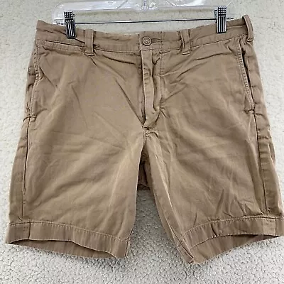 J Crew Stanton Mens 32 Tan Khaki 9  Shorts Flat Front Preppy Causual Uniform • $13.99