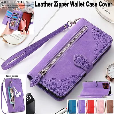 For IPhone 15 14 13 12 11 Pro Max XR 8 7 Plus Leather Zip Wallet Case Flip Cover • $14.99