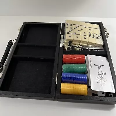 Travel Games Set Magnetic Chess Checkers Backgammon Dominoes Poker In Case • $20.99