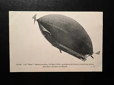 Mint France RPPC Zeppelin Postcard Le Pax Rose Too Soon Exploded Over Paris • £197.95