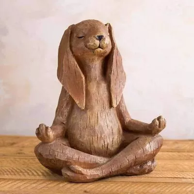 Rabbit Statue Yoga Gesture Meditating Zen Animal Sculpture Garden Decor Ornament • £7.63