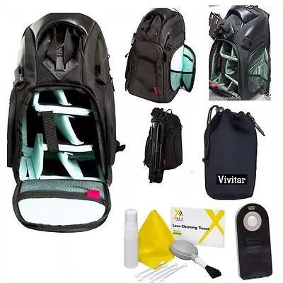 Large Kodak Dslr Backpack Bag + Lens Pouch + Remote For Canon Eos Rebel T5 T6 T3 • $70.64