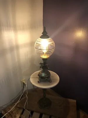 L & F Moreau Antique Lamp Glass Globe And Cherubs • $199