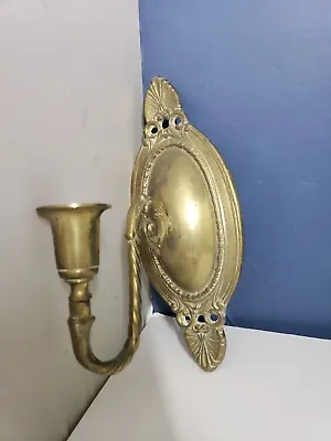 One 1 Solid Cast Brass 1960s Art Nouveau Style Candle Sconces Vtg • $18