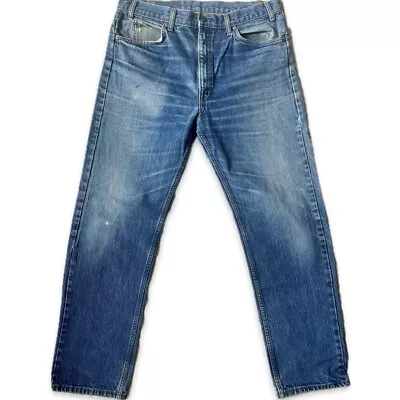 VTG Mens LEVI'S 505 Blue Jeans Faded Straight 90's Denim Orange Tab 38x32 • $31.99