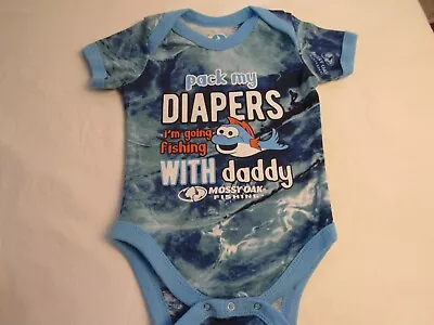 Mossy Oak Fishing Bodysuit 3-6 Months Pack My Diapers I'm Going Fishing • $8.99