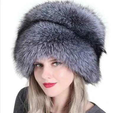 100% Real Genuine Fox Fur Hat Earmuffs Ski Cap Mongolian Accessories Hat  • $59.99