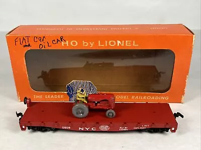 RARE 0808 NYC LIONEL HO TRAIN FLATCAR W/BOX MATCHBOX No 4 MOKO LESNEY TRACTOR • $149.99