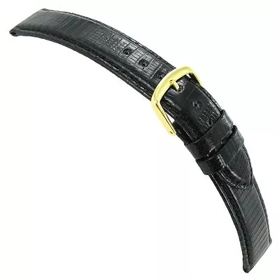 20mm Hadley Roma Genuine Lizard Black Padded Stitched Watch Band MS715 • $31.45