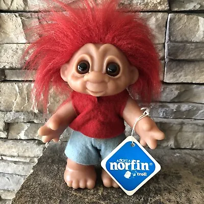 Dam Troll Doll! 6 1/2” Red Hair Brown Eyes! 1988! Sven! Tag! Denmark!  • $24