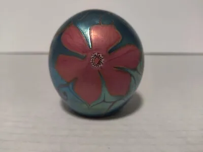 Signed Vandermark Floral Iridescent Art Glass Paperweight 0501 - Flower Design • $140