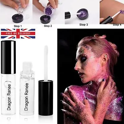 4ml GLITTER FIX GEL Glue For Glitter Powder To Face And Body Makeup Brush Tool • £2.89