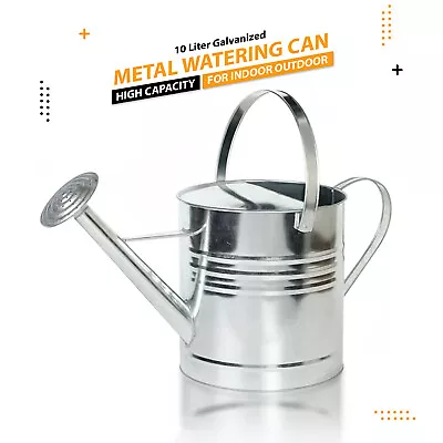 Indoor Large Watering Can Metal Galvanised Steel 10L Narrow Spout Plants UK • £19.45