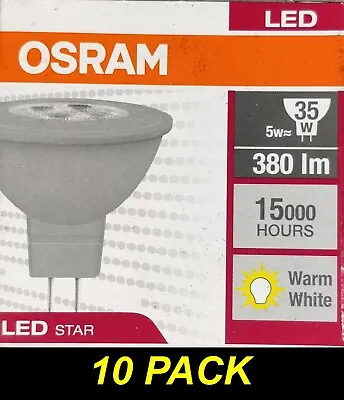 10 X OSRAM LED Downlight Globes Bulbs Lamps 5W 12V MR16 Warm White 380Lm • $48.93