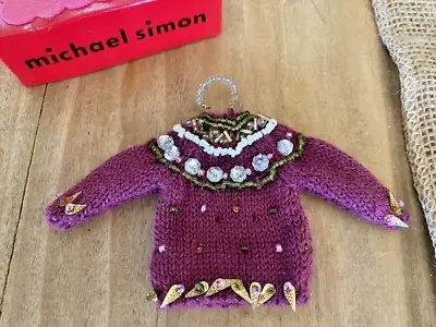 MICHAEL SIMON? Christmas Purple Beaded Sweater  Ornament W/ Hanger • $49.99