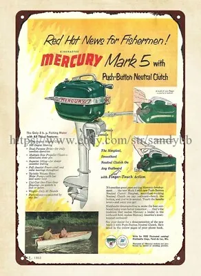 1953 Kiekhaefer Mercury Mark 5 Outboard Motor Metal Tin Sign Retro Signs • $18.95