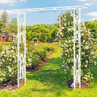 Large & Tall Garden Arch Strong Iron Climbing Plants Rose Trellis Backdrop Stand • £57.92
