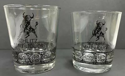 Vintage Set Of 2 Schlitz Malt Liquor Old Fashions Whiskey Tumbler Drinking Glass • $13.57