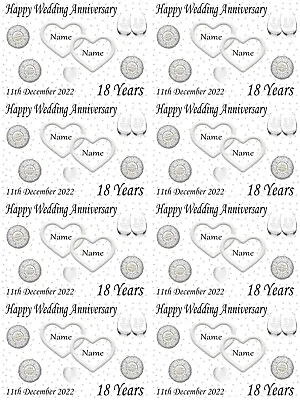 Personalised 18th Porcelain Wedding Anniversary Wrapping Paper ADD NAMES & DATE • £4.19