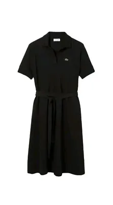 Lacoste Women's Loose Fit V-Neck Pique Polo Dress Black Casual Dress  • £150