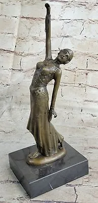 Bronze Statue Art Deco Girl Dancer Sculpture SIGNED D.H.Chiparus Figure Statue • £117.77