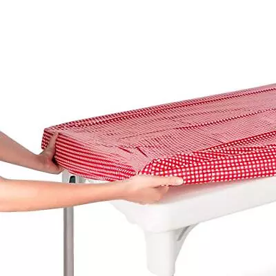 5 Foot 60 X 30 Inch Red & White Checkered Tablecloth Elastic Corner Fitted Re... • $23.88