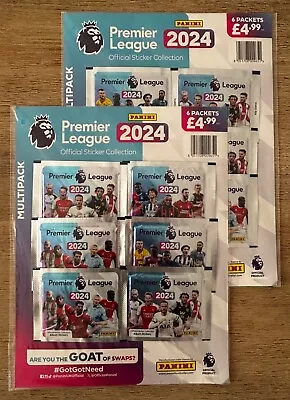 Panini EPL 2024 Sticker Collection - TWO SEALED MULTI-PACKS (12 Pks 60 Stickers) • $29.99