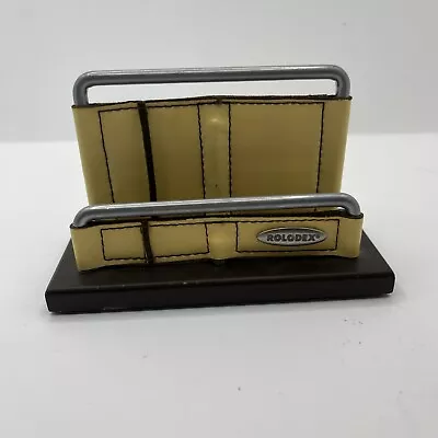 ROLODEX Desk Business Card Holder Faux Leather Metal • $10.37