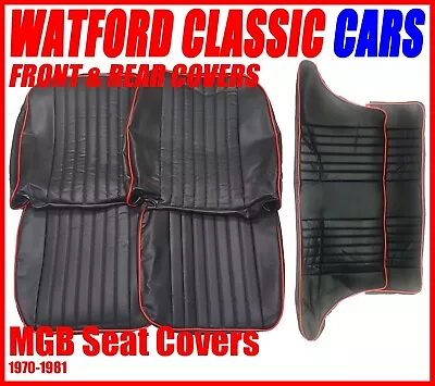 MGB GT Seat Covers Front & Rear 1972-1981 Leather Look Black / Red • $151.49