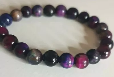 £2.49 • Buy Galaxy Tigers Eye Crystal Gemstone Bracelet Bead Stone Stretch Jewellery Healing