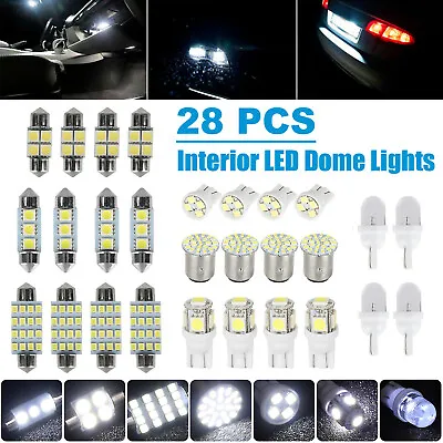 28Pcs Car Interior LED Lights Package Kits For Dome Map License Plate Lamp Bulbs • $15.99