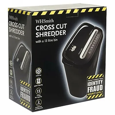 £35.99 • Buy WHSmith Cross Cut Shredder A4 Paper 13L 6 Sheets Capacity Auto Function Black