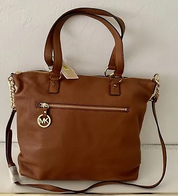 New Michael Kors Bag MK Fulton Genuine Leather Luggage Brown Gold Large Bag NWT • $199.99